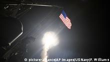 07.04.2017
In this image provided by the U.S. Navy, the guided-missile destroyer USS Porter (DDG 78) launches a tomahawk land attack missile in the Mediterranean Sea, Friday, April 7, 2017. The United States blasted a Syrian air base with a barrage of cruise missiles in fiery retaliation for this week's gruesome chemical weapons attack against civilians. (Mass Communication Specialist 3rd Class Ford Williams/U.S. Navy via AP) |