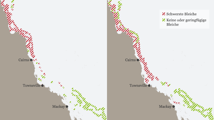 Infografik Karte Great Barrier Reef bleicht aus