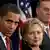 باراک اوباما (چپ) به همراه یاران جدید: هیلاری کلینتون و جیمز جونز