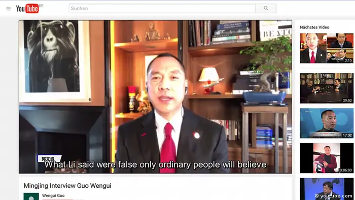 Screenshot von Interview mit Guo Wengui