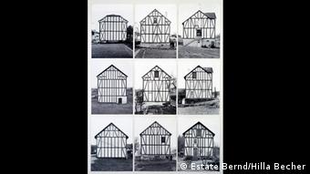 Black and white photos of half-timbered houses