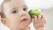 Baby (12-17 Monate) haelt Brokkoli, Baby girl (12-17 months) holding broccoli Baby (12-17 Monate) haelt Brokkoli, Baby girl (12-17 months) holding broccoli