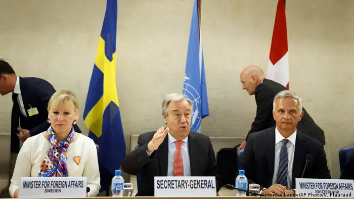 UN Geberkonferenz Jemen in Genf Guterres, Wallstrom und Burkhalter (picture-alliance/AP Photo/V. Flauraud)