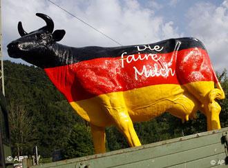 Schwarz-rot-gold angemalte Milchkuh (Foto: AP)