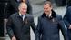 Russian President Vladimir Putin and Prime Minister Dmitry Medvedev smiling Russian President Vladimir Putin and Prime Minister Dmitry Medvedev smiling