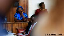 25.04.2017 *** Ugandan prominent academic Stella Nyanzi stands in the dock at Buganda Road court charged with cybercrimes after she posted profanity-filled denunciations of president Yoweri Museveni on Facebook, in Kampala, Uganda April 25, 2017. REUTERS/James Akena