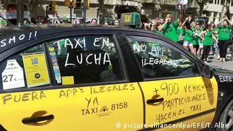 Spanische Taxifahrer gegen Uber
