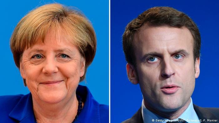 Deutschland Frankreich Merkel und Macron Kombobild