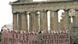 Two banners reading "Resistance" in four languages and "Thursday 18/12 demonstration in all Europe" hanging from the Parthenon Two banners reading "Resistance" in four languages and "Thursday 18/12 demonstration in all Europe" hanging from the Parthenon
