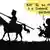Карикатура: "Алексей Навальный" на коне, как Дон Кихот, а "Алишер Усманов" на осле, как Санчо Панса. "Усманов" говорит "Навальному": "Вот ты на коне едешь, а я гужевой транспорт развиваю".
