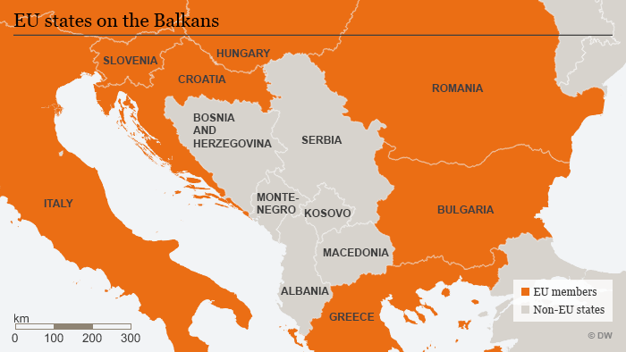 Karte Balkan EU-Länder Nicht-EU-Länder ENG