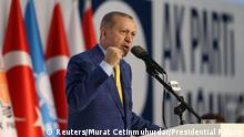 Turkish President Tayyip Erdogan makes a speech during the Extraordinary Congress of the ruling AK Party (AKP) in Ankara, Turkey May 21, 2017. Murat Cetinmuhurdar/Presidential Palace/Handout via REUTERS ATTENTION EDITORS - THIS PICTURE WAS PROVIDED BY A THIRD PARTY. FOR EDITORIAL USE ONLY. NO RESALES. NO ARCHIVE.