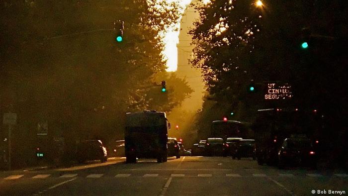 Diesel fumes from a Buenos Aires bus