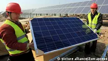 March 10, 2016 - Leling, Shandong, China - The workers are installing polycrystalline silicon panels which will be the largest project of photovoltaic power generation at the Yellow River delta area in Leling,Shandong,China on 10th March 2016 |