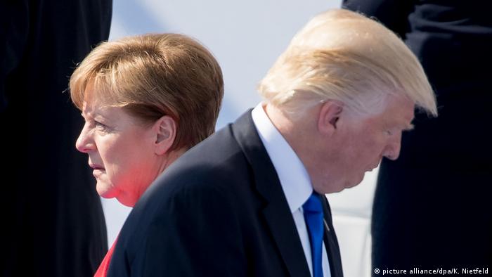 Belgien Nato-Gipfel | Trump und Merkel (picture alliance/dpa/K. Nietfeld)