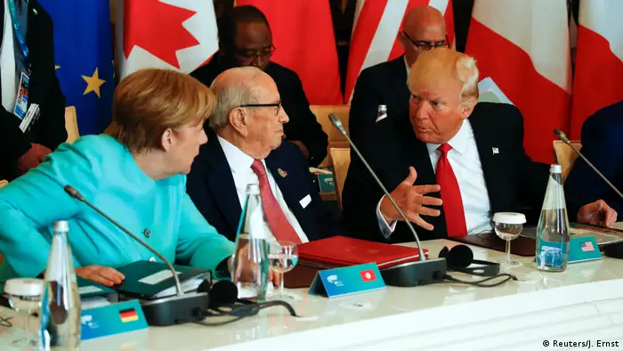 G7 Gipfeltreffen Donald Trump spricht mit Angela Merkel und Beji Caid Essebsi
