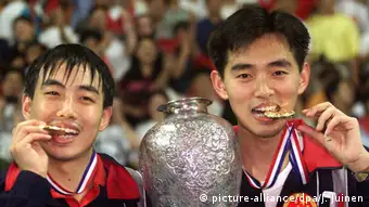 Tischtennis WM 1999 Linghui Kong & Guoliang Liu