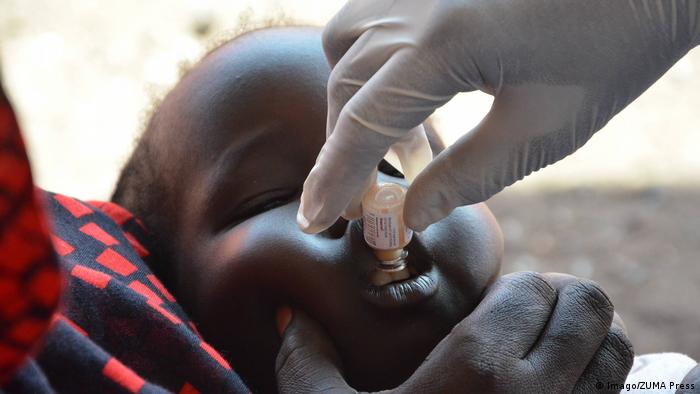 A child receives a cholera vaccination in South Sudan's capital Juba