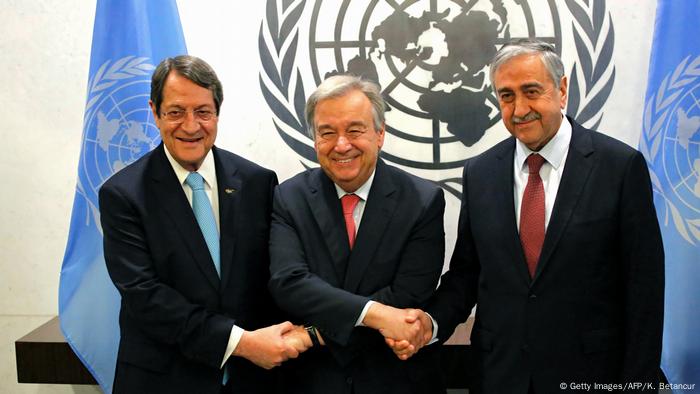 UN Hauptquartier Zypern Konflikt Anastasiades Guterres Akinci (Getty Images/AFP/K. Betancur)