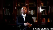 Billionaire businessman Guo Wengui pauses during an interview in New York City, U.S., April 30, 2017. Picture taken April 30, 2017. REUTERS/Brendan McDermid