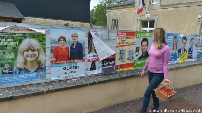 Frankreich | Wahlwerbung für die anstehende Prlamentswahl (picture-alliance/NurPhoto/A. Widak)