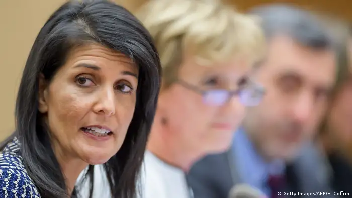 Schweiz UN Menschenrechtsrat Nikki Haley (Getty Images/AFP/F. Coffrin)