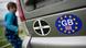 A bumper stickers shows the letters GB inside the European flag A bumper stickers shows the letters GB inside the European flag
