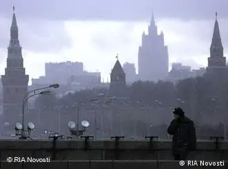View of the Moscow Kremlin from the Bolshoi Kamenny Most [Big Stone Bridge] during a snow storm in November. Ruslan Krivobok/RIA Novosti