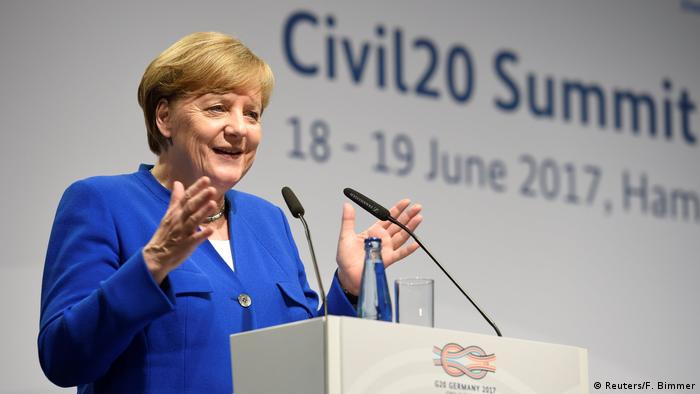 Angela Merkel at Civil20 summit in Hamburg