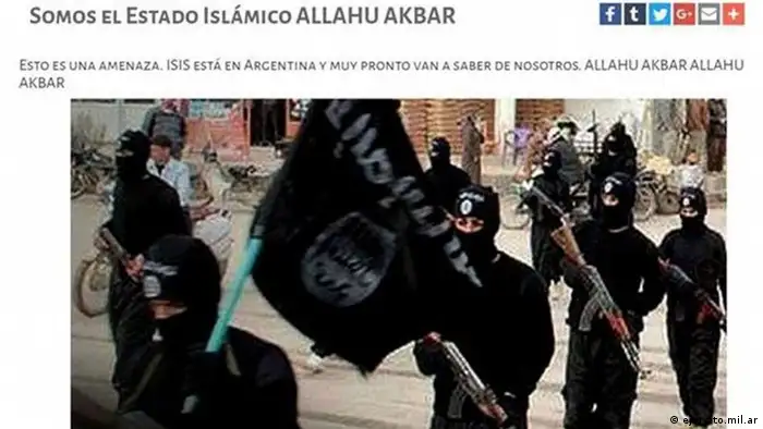 Screenshot von der Webseite der Argentinischen Armee (ejercito.mil.ar)