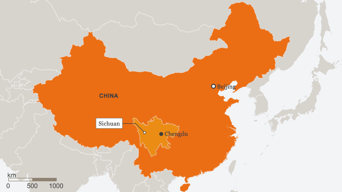 Karte China Sichuan englisch