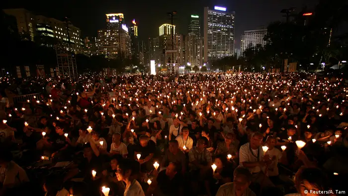 2009: Remembering Tiananmen Square On the twentieth anniversary of the government's brutal crackdown in Tiananmen Square, Hong Kong residents gathered for a candlelight vigil in Victoria Park. It showed how different Hong Kong is from China, where the massacre of pro-democracy supporters and students on June 4, 1989, is usually only referred to as the June Fourth Incident.