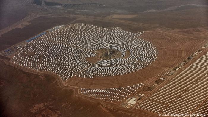 An aerial view of the Morocco's Noor 3 solar power plant,