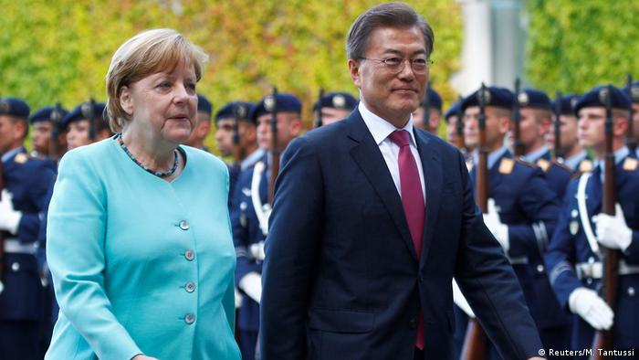 Berlin Angela Merkel & Moon Jae-in, Präsident Südkorea