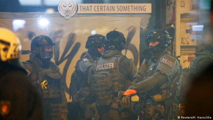 German special forces in Hamburg following clashes with demonstrators