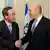 UN-Generalsekretär Ban spricht mit Israels Regierungchef Olmert kurz vor seinem Gaza-Besuch (Quelle: AP)