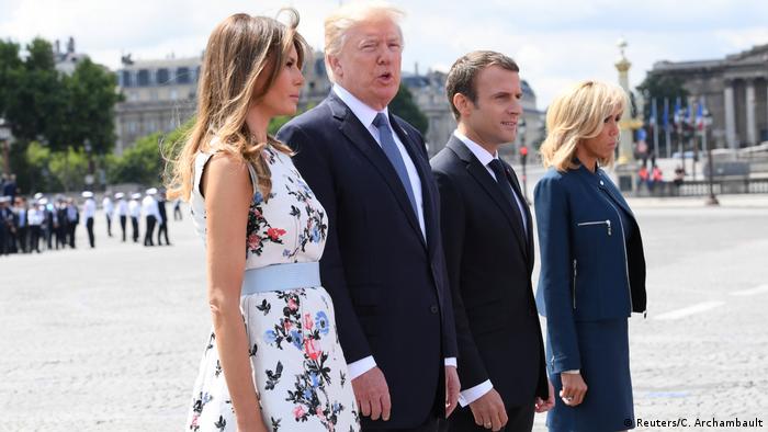 Melania Trump, Presidents Trump and Macron, Brigitte Macron in Paris