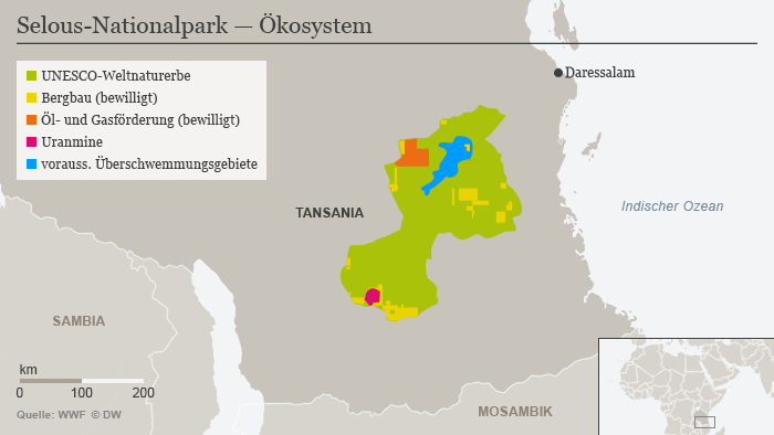 Infografik Karte Selous Nationalpark Tansania DEU