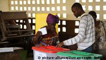 BRAZZAVILLE, July 17, 2017 A woman casts vote at a polling station in Makelekele of Brazzaville, Congo, July 16, 2017. Congo held parliament elections on Sunday. jmmn |