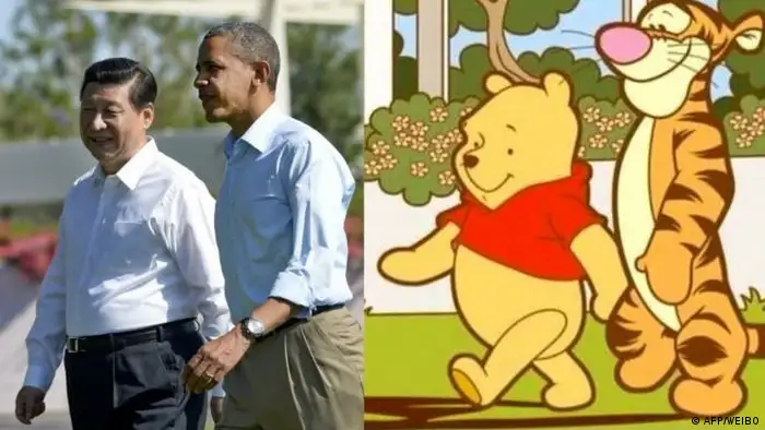Bildkombo Meme Xi Jinping Ex US Präsident Barack Obama und Winnie the Pooh