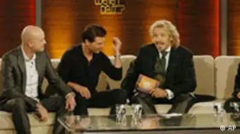 BdT Wetten dass... Tom Cruise und Thomas Gottschalk mit Christian Berkel auf der Couch