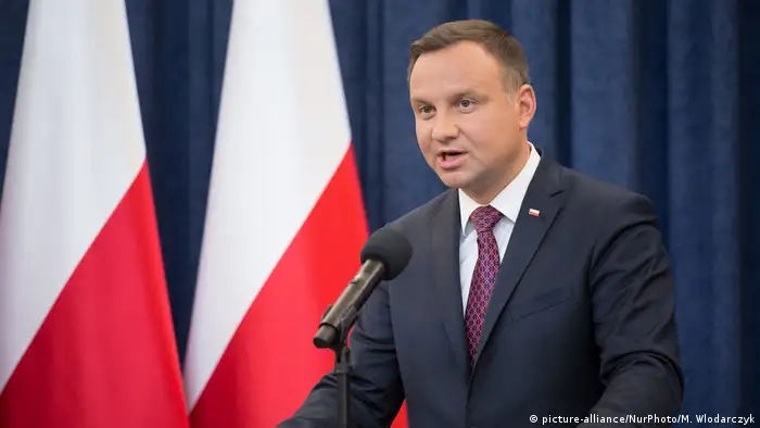 Polen Stellungsnahme des Präsidenten Andrzej Duda (picture-alliance/NurPhoto/M. Wlodarczyk)