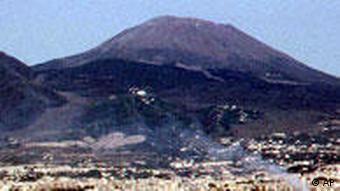 Mount Vesuvius volcano is seen from the bay of Naples