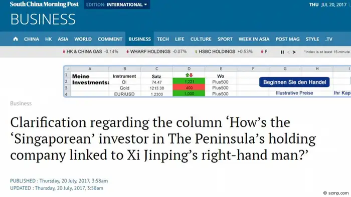 Screenshot scmp.com- Artikel