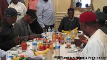 Nigeria's President Muhammadu Buhari receives a delegation of the All Progressives Congress (APC) party in Abuja House in London, Britain July 23, 2017. Nigeria Presidency/Handout via Reuters ATTENTION EDITORS - THIS IMAGE WAS PROVIDED BY A THIRD PARTY. NO RESALES. NO ARCHIVE. TPX IMAGES OF THE DAY