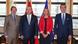EU's Hahn and Mogherini pose with Turkey's Cavusoglu and Mogherini in Brussel EU's Hahn and Mogherini pose with Turkey's Cavusoglu and Mogherini in Brussel