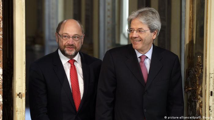 Italien Martin Schulz in Rom PK mit Ministerpräsident Paolo Gentiloni