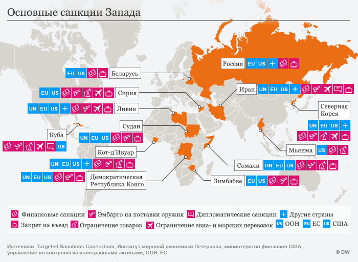 Кто ввел санкции против россии 2022 карта