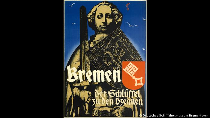 Postcard reading Bremen, the Key to the Oceans from ca. 1935, from The Blind Spot exhibition at Kunsthalle Bremen (VG Bild-Kunst)