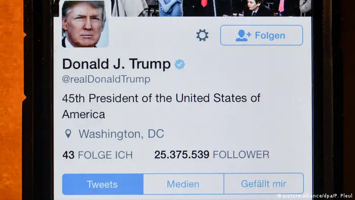 Twitter-Account von Donald Trump (picture-alliance/dpa/P. Pleul)